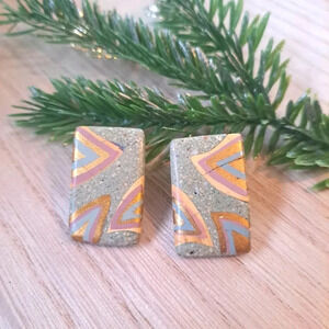 Handmade ceramic rectangular  earrings